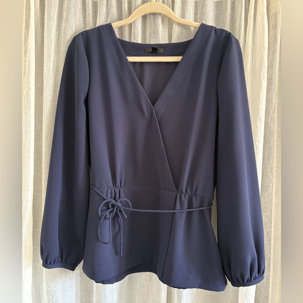 J. Crew Deep Blue Wrap Blouse size 12T